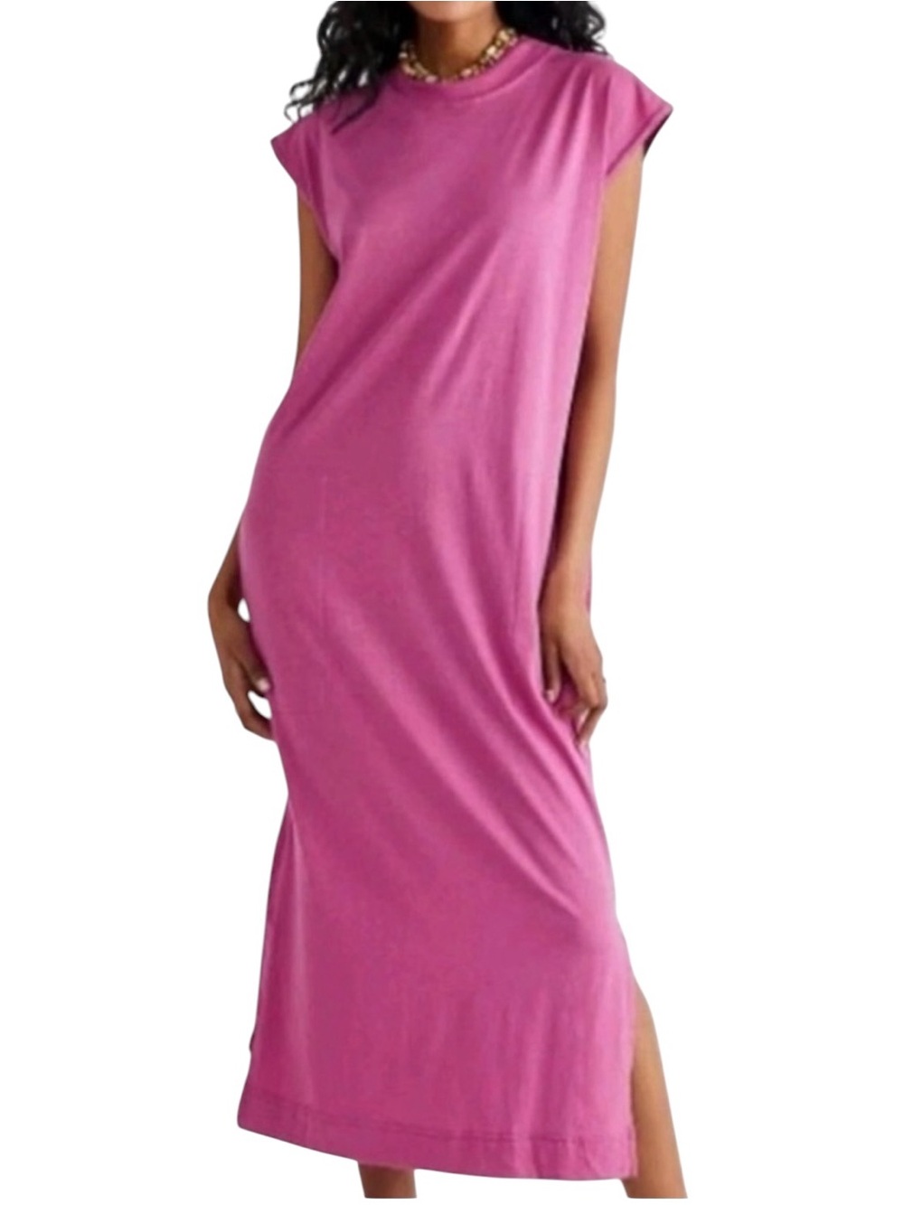 Free People Pink Maxi Dress Medium Flowy Spring Summer Vacation Boho Soft